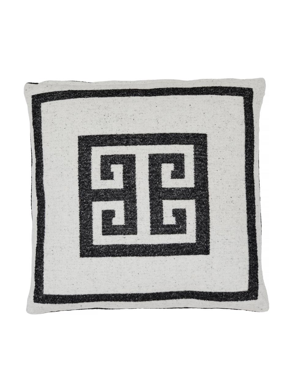 Housse de coussin 45x45 noir et blanc Lugano, 100 % polyester, Noir, blanc cassé, larg. 45 x long. 45 cm