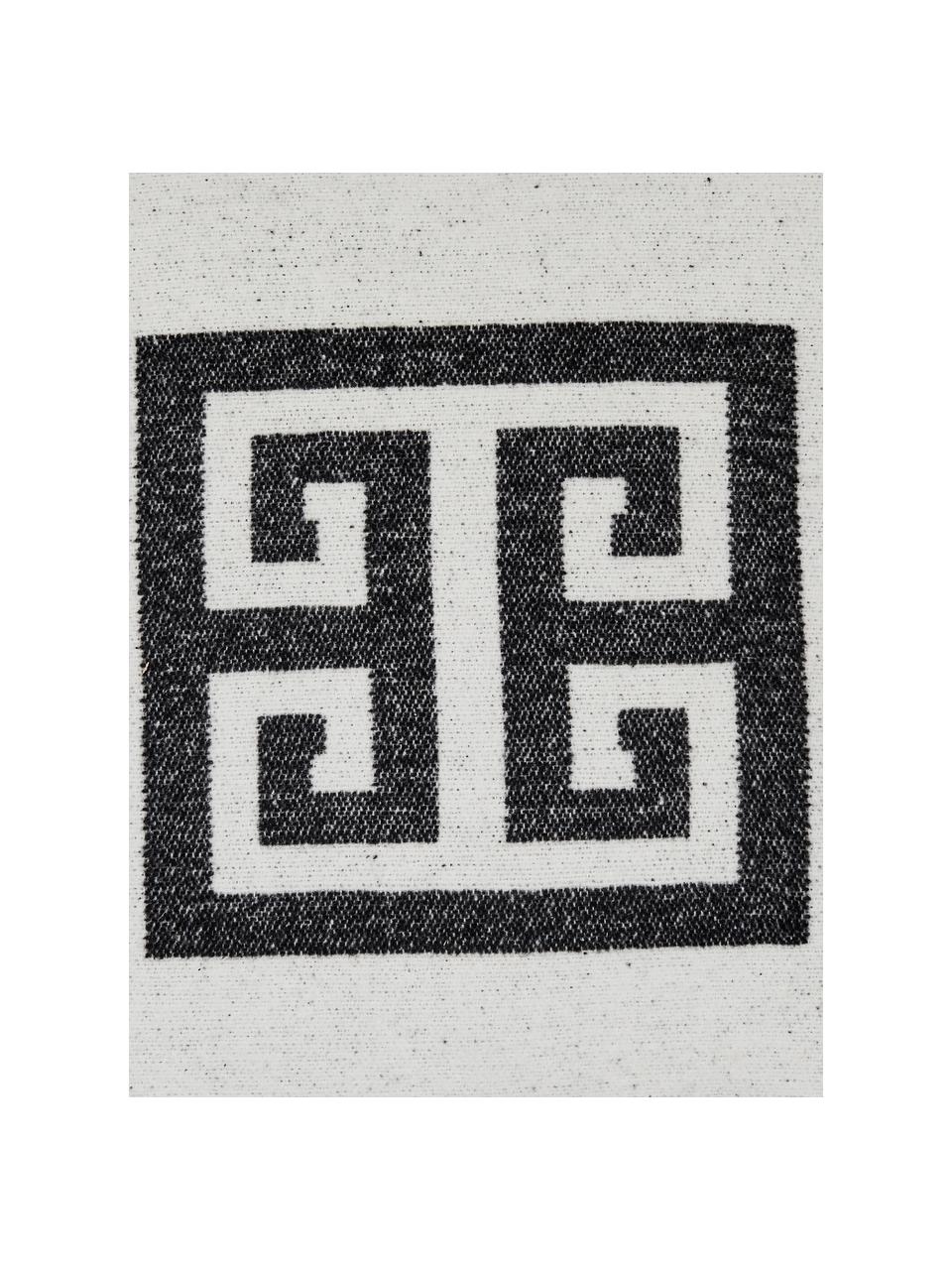 Funda de cojín estampada Lugano, 100% poliéster, Negro, blanco crudo, An 45 x L 45 cm
