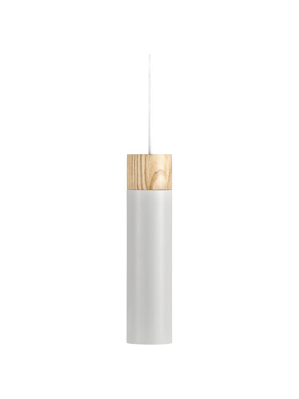 Lampa wisząca Tilo, Jasny szary, jasne drewno naturalne, Ø 6 x W 25 cm