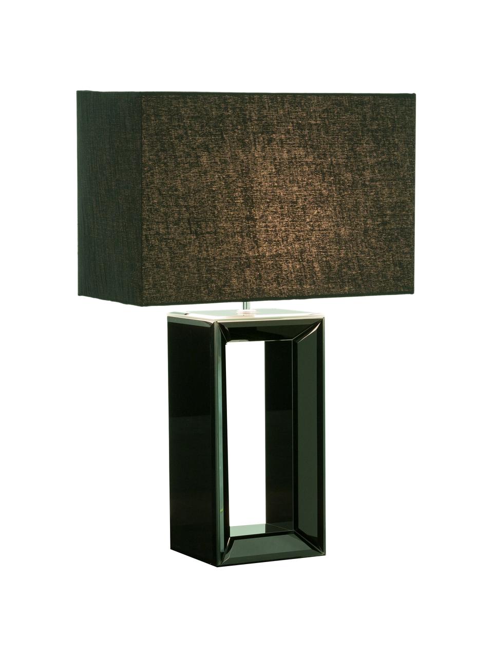 Velká stolní lampa ze zrcadlového skla Serafina, Podstava lampy: zrcadlová černá Stínidlo: černá