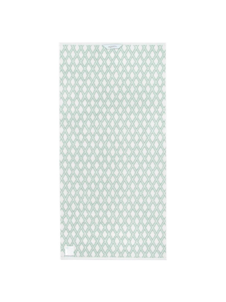 Serviette de toilette réversible en coton pur Ava, Vert menthe, blanc crème, Serviettes de toilette, larg. 50 x long. 100 cm , 2 pièces