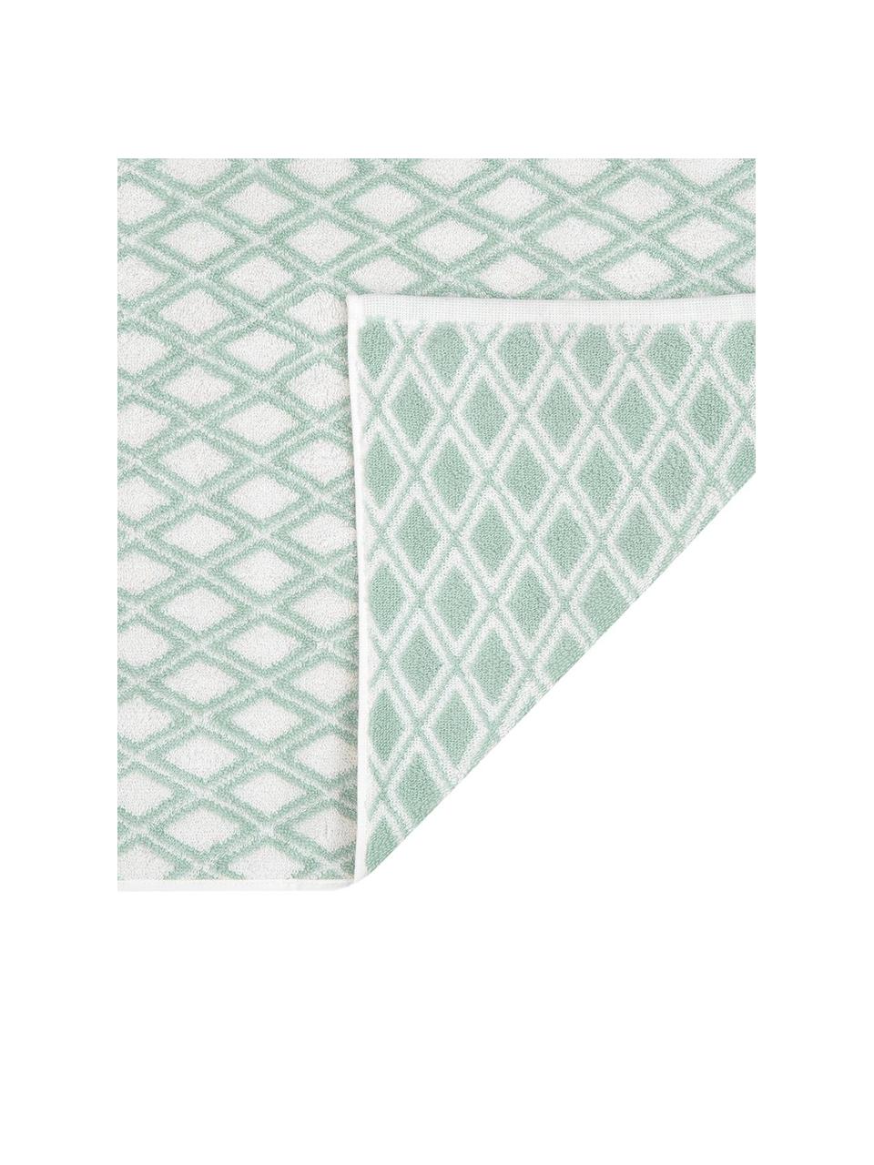 Serviette de toilette réversible en coton pur Ava, Vert menthe, blanc crème, Serviettes de toilette, larg. 50 x long. 100 cm , 2 pièces