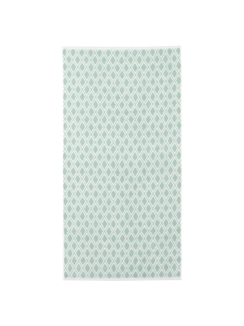 Asciugamano reversibile con motivo grafico Ava, Verde menta, bianco crema, Asciugamano, Larg. 50 x Lung. 100 cm, 2 pz.