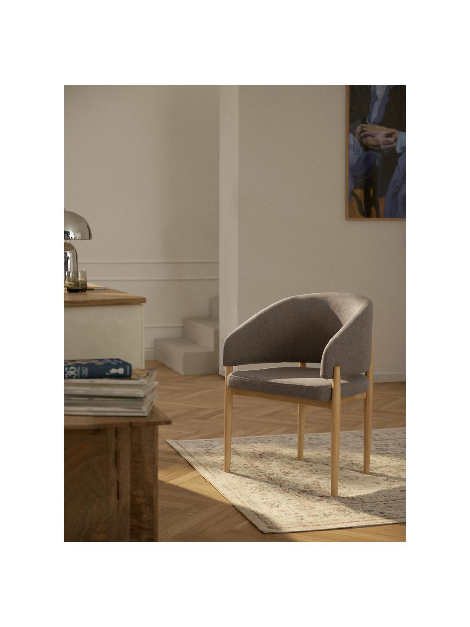 Chaise à accoudoirs Nemo, Tissu nougat, clair bois de frêne, larg. 63 x prof. 55 cm