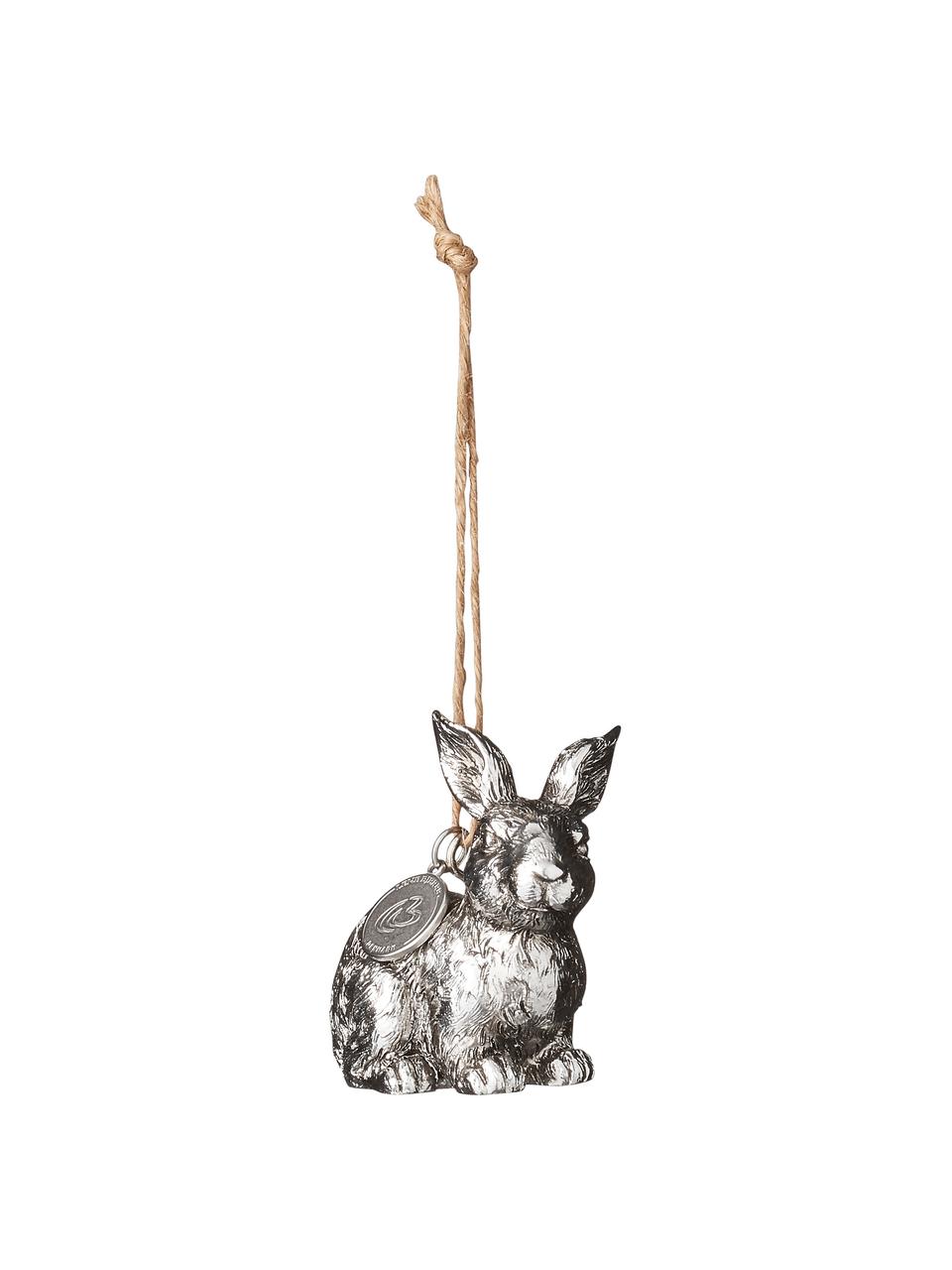 Adorno para colgar Bunny, 2 uds., Plástico, Plateado, An 4 x Al 6 cm