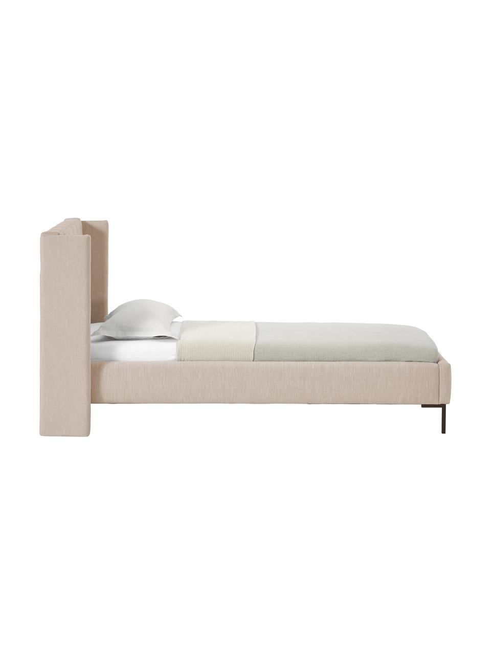 Letto singolo Dusk, Rivestimento: tessuto finemente struttu, Tessuto beige chiaro, Larg. 90 x Lung. 200 cm