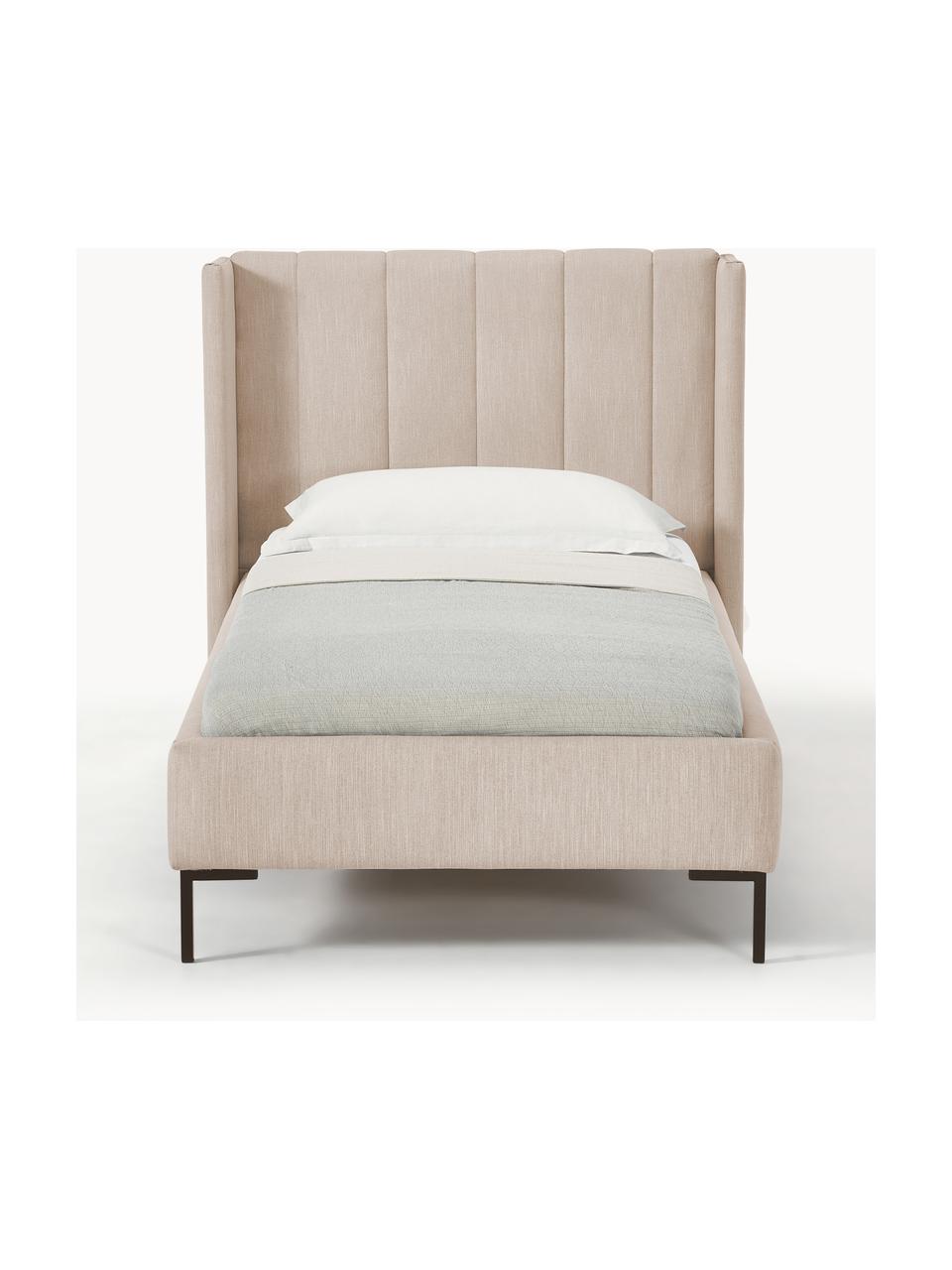 Cama Dusk, Tapizado: tejido finamente estructu, Estructura: madera de pino maciza con, Patas: metal con pintura en polv, Tejido beige, An 90 x L 200 cm