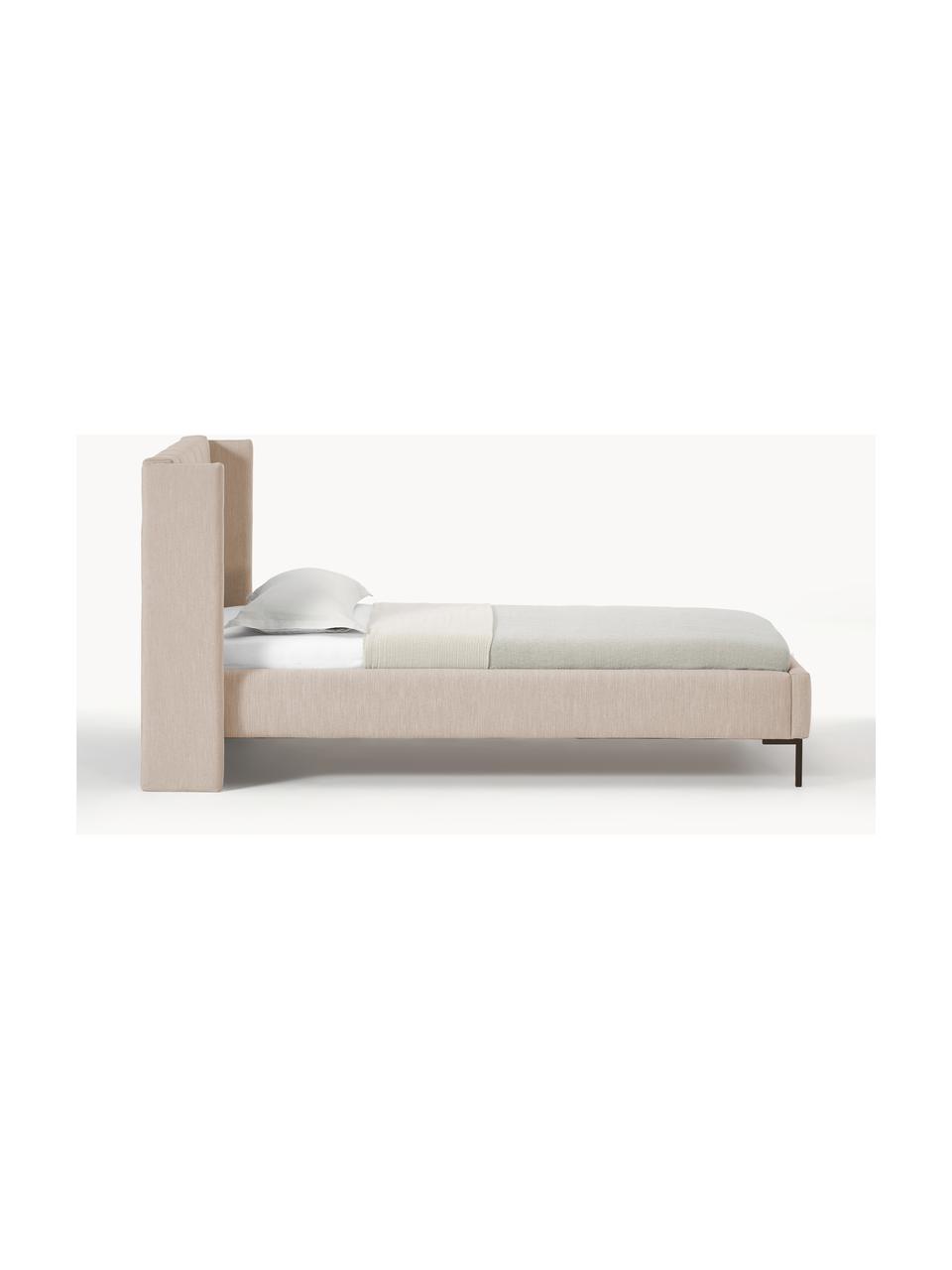 Einzelbett Dusk, Bezug: Fein strukturierter Webst, Korpus: Massives Kiefernholz, Pla, Webstoff Beige, B 90 x L 200 cm