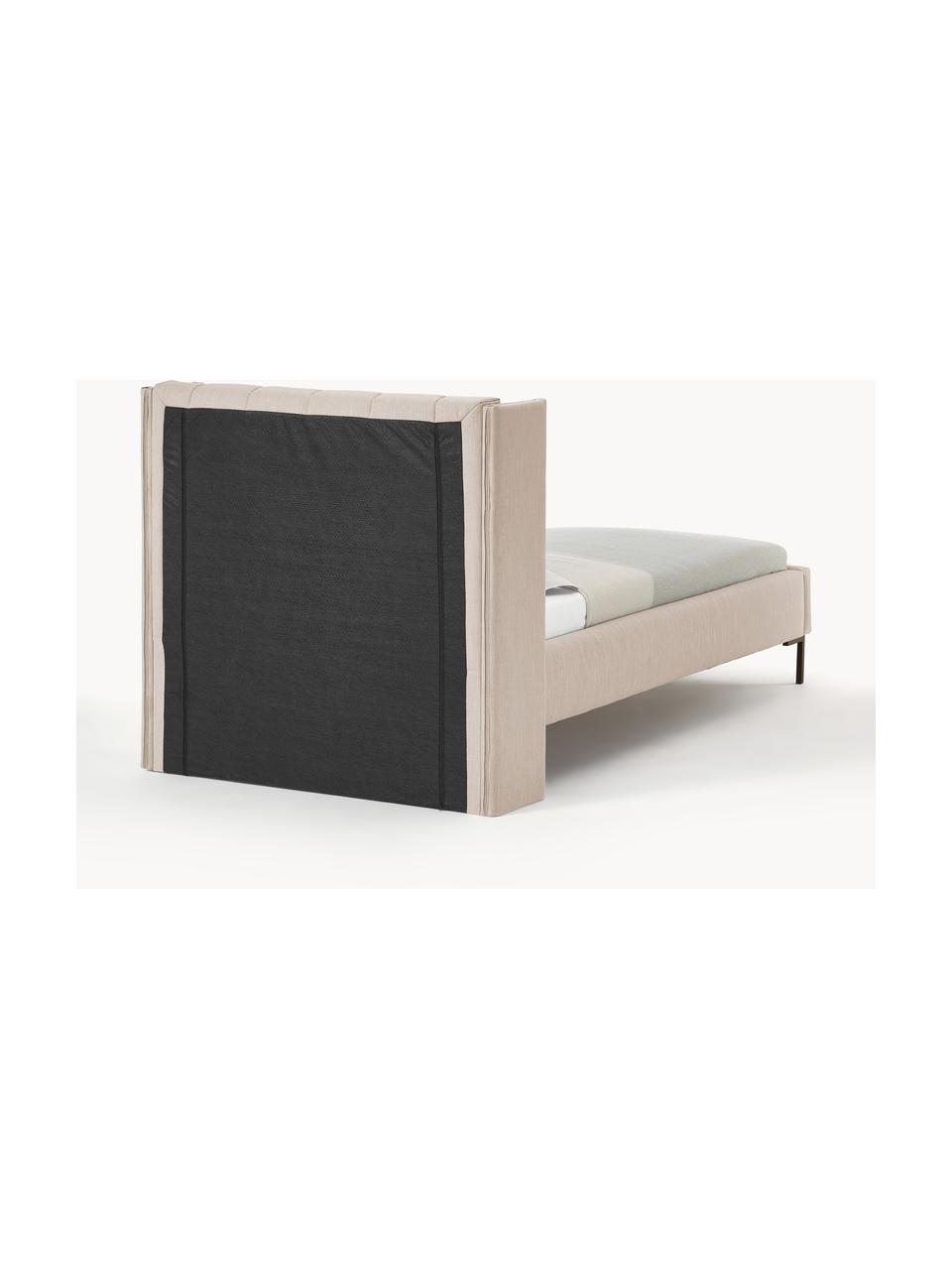 Cama Dusk, Tapizado: tejido finamente estructu, Estructura: madera de pino maciza con, Patas: metal con pintura en polv, Tejido beige, An 90 x L 200 cm