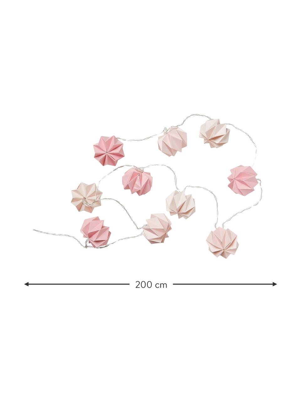 Světelný řetěz Origami, Papír, Odstíny růžové, D 200 cm