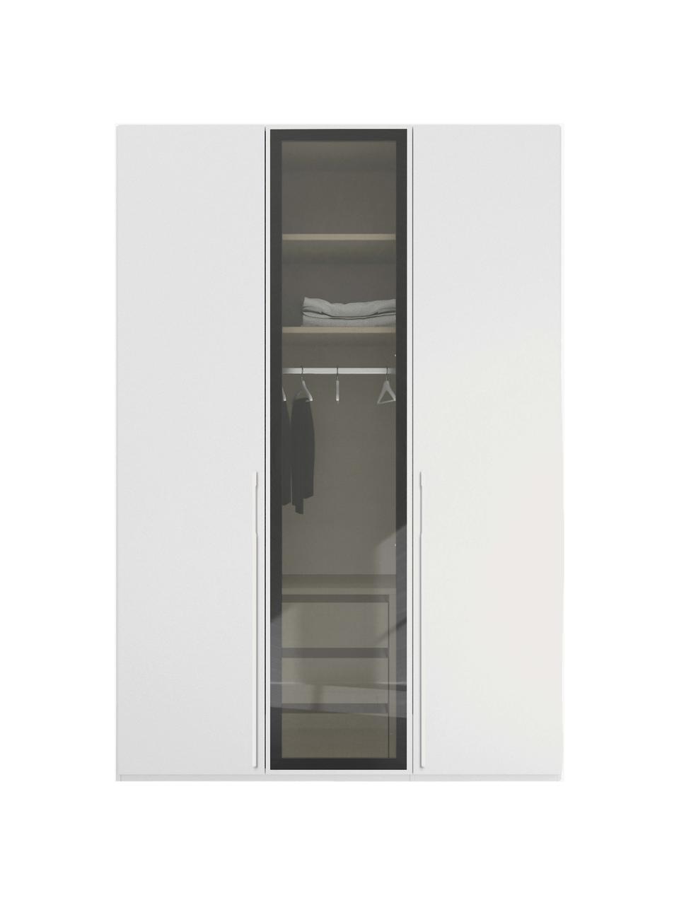 Drehtürenschrank Skat Shine mit beleuchteten Glastüren, Griffe: Metall, beschichtet, Weiß, B 151 x H 235 cm
