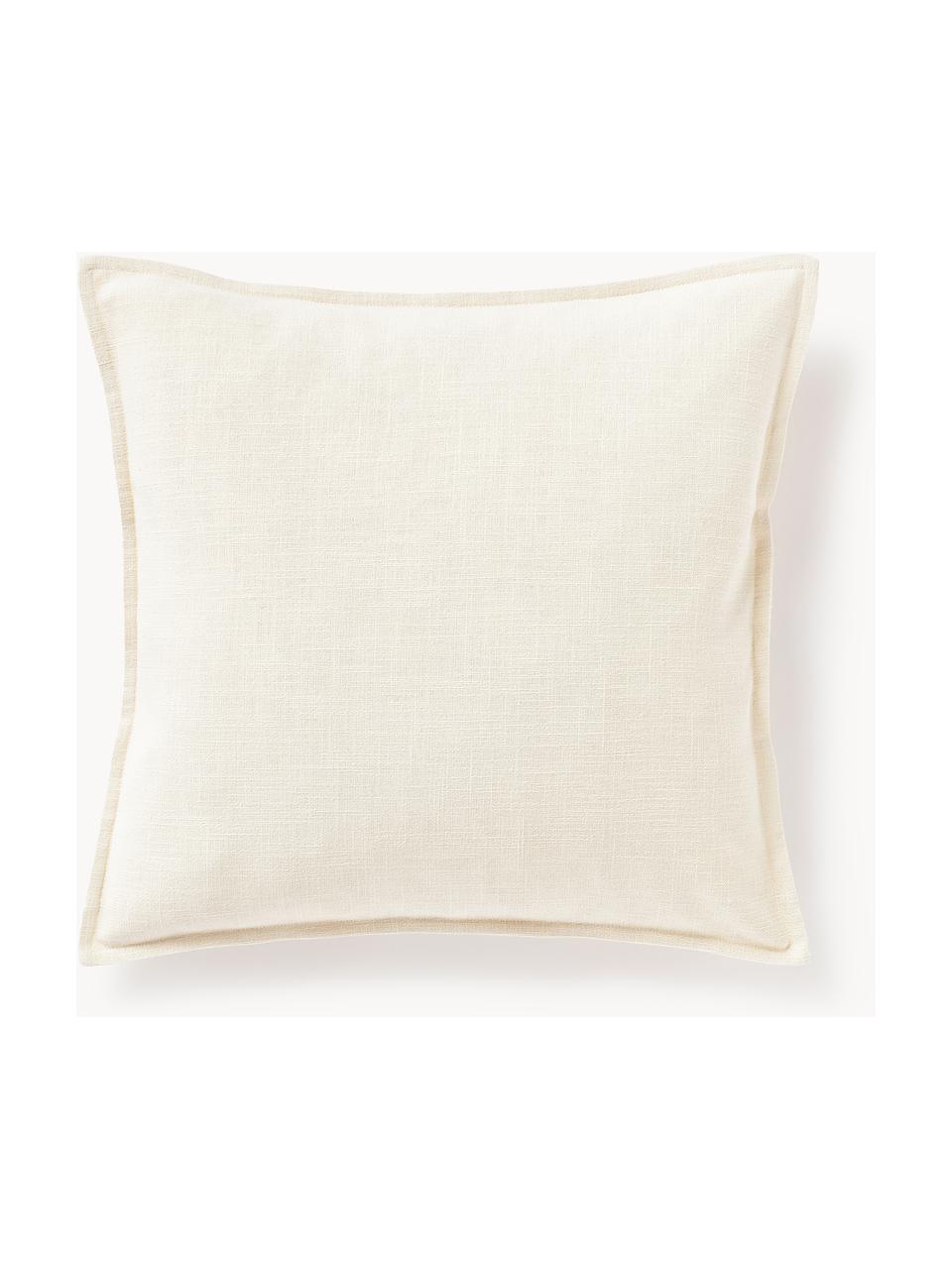 Housse de coussin 50x50 en coton Vicky, 100 % coton bio, Blanc crème, larg. 50 x long. 50 cm