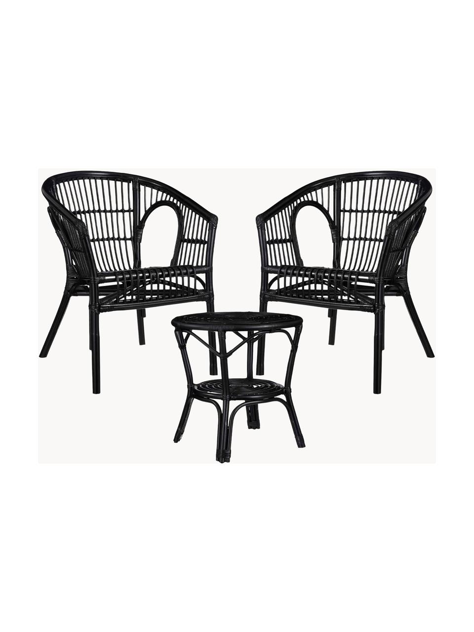 Garten-Lounge-Set Zambia aus Rattan, 3-tlg., Rattan, schwarz, Set mit verschiedenen Grössen