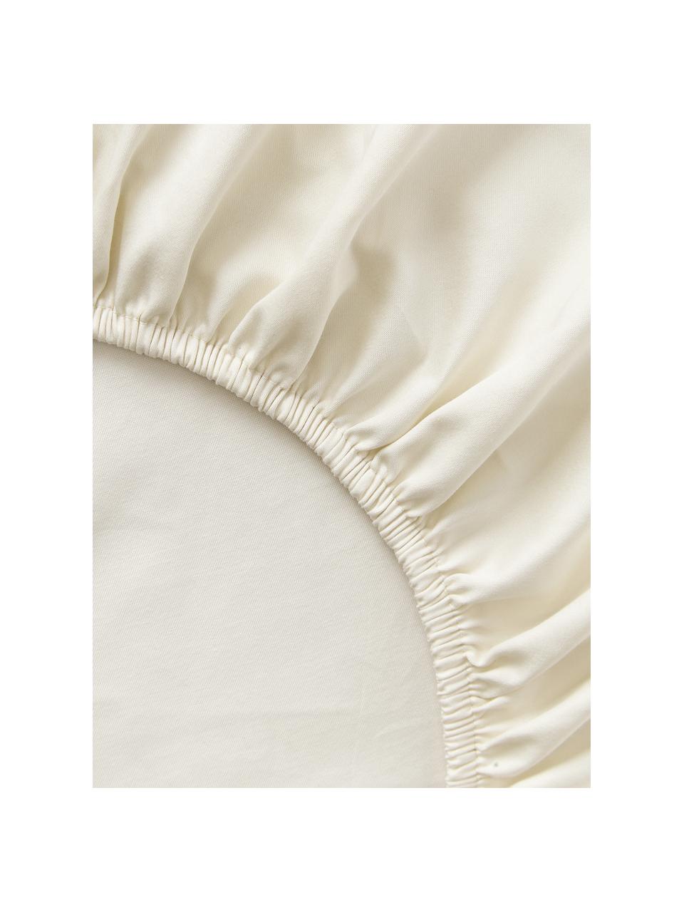 Drap-housse en satin de coton pour sommier tapissier Premium, Beige clair, larg. 90 x long. 200 cm, haut. 35 cm