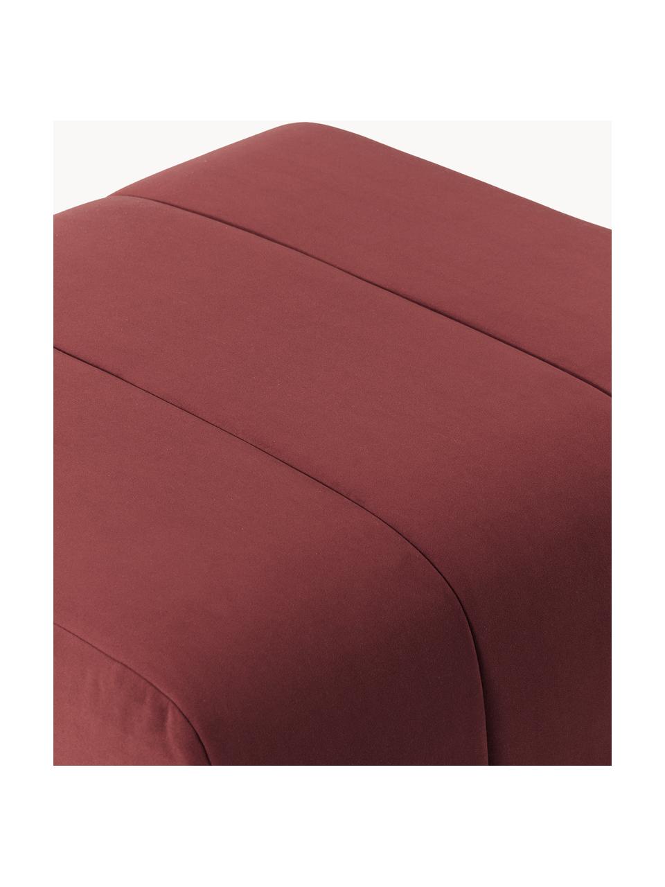 Poggiapiedi per divano in velluto Lena, Rivestimento: velluto (100% poliestere), Struttura: legno di faggio, truciola, Piedini: plastica, Velluto rosso vino, Larg. 78 x Prof. 75 cm