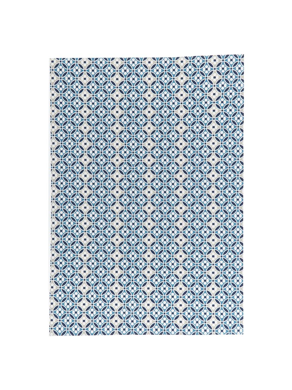Mantel Fandango antimanchas de teflón, 100% poliéster con revestimiento de teflón, Azul, beige, De 8 a 10 comensales (An 135 x L 280 cm)