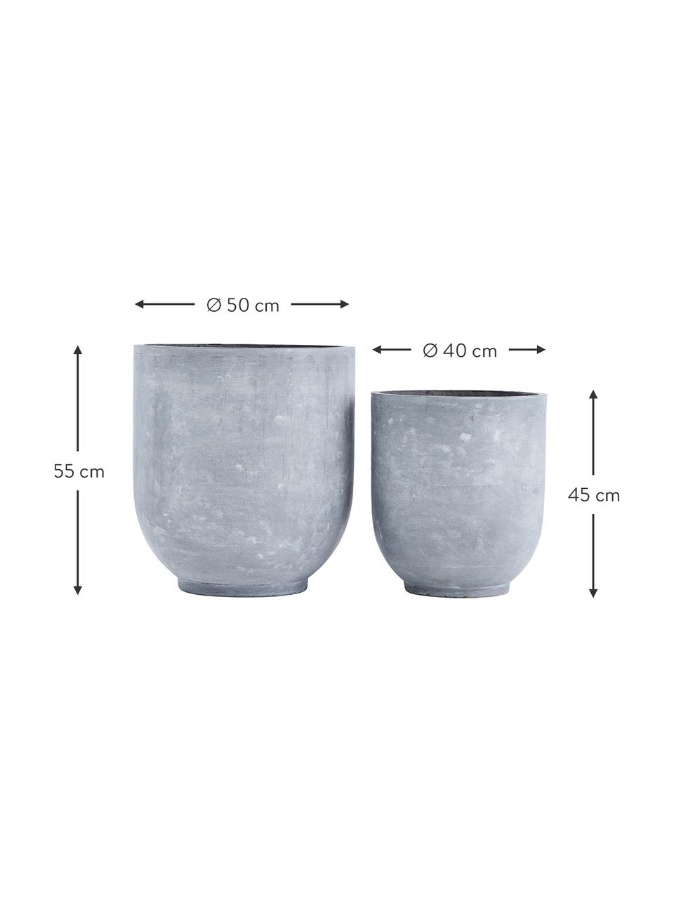 Set de maceteros de cemento Gard, 2 uds., Cemento, Gris, Set de diferentes tamaños