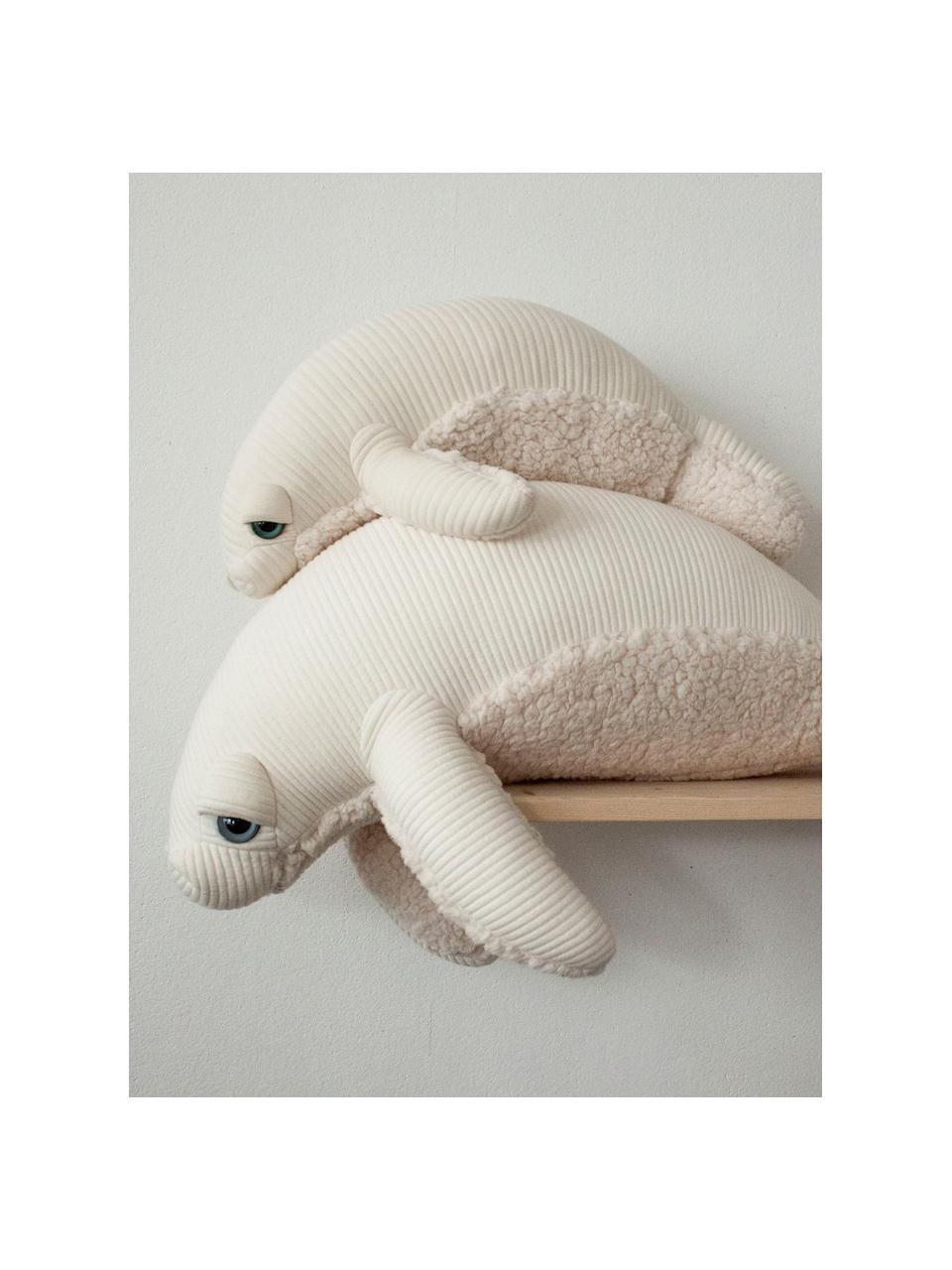 Cuscino-peluche fatto a mano Manatee, Bianco latte, Larg. 48 x Alt. 19 cm