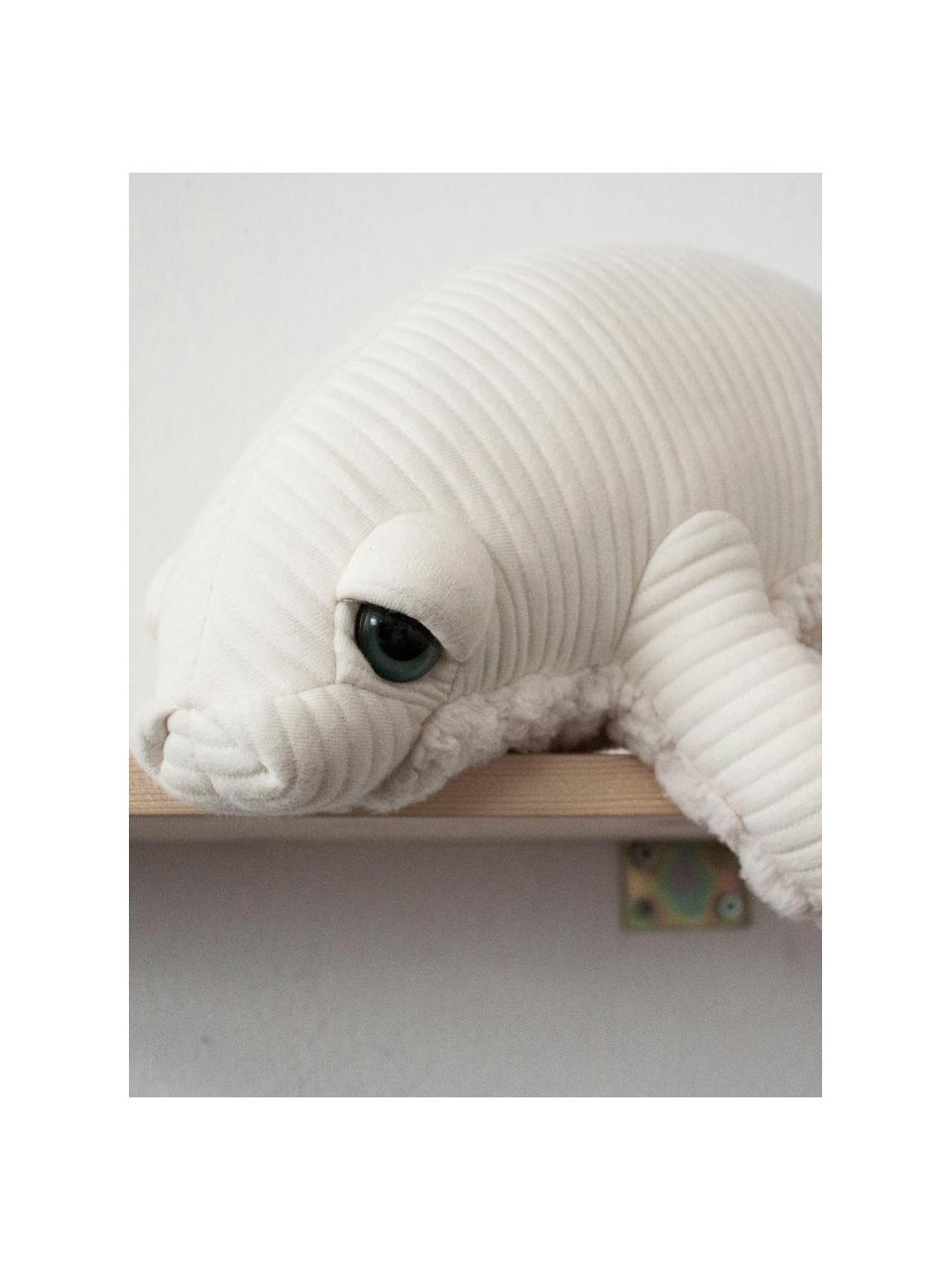 Ručne vyrobený plyšový vankúšik Manatee, Lomená biela, Š 48 x V 19 cm