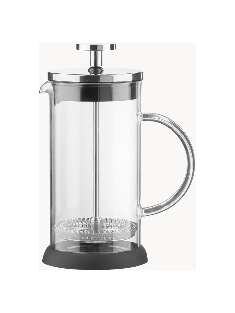 French Press Kaffeebereiter Brewster, Kanne: Borosilikatglas, Transparent, Silberfarben, Schwarz, Ø 14 x H 22 cm