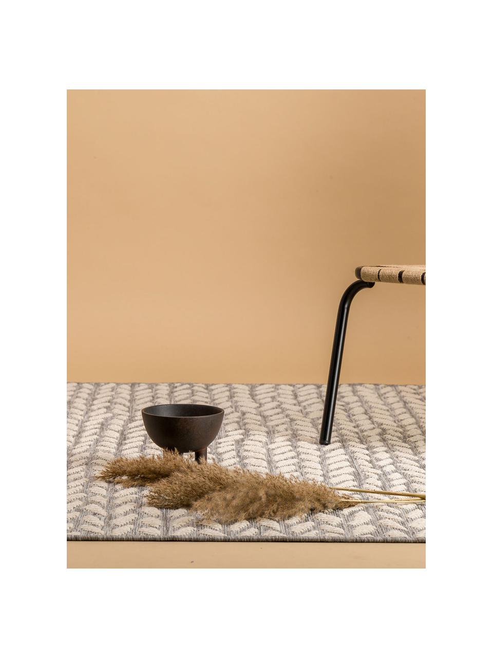 In- & Outdoor-Teppich Braided mit Blattmuster, 100 % Polypropylen, Hellgrau, Hellbeige, B 120 x L 170 cm (Größe S)