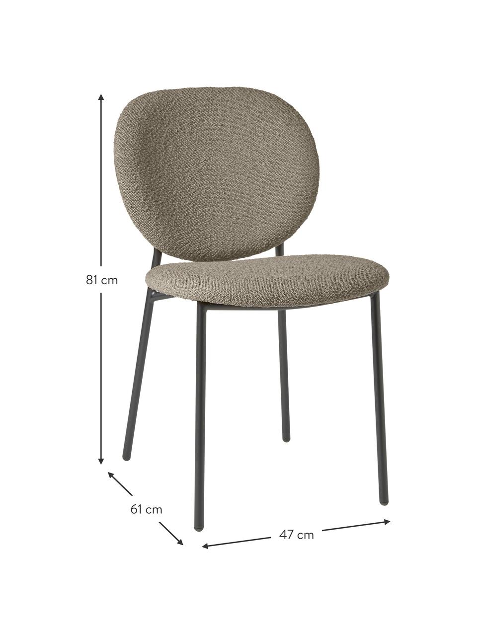 Chaises rembourrées en tissu bouclé Ulrica, 2 pièces, En tissu bouclé taupe, noir, larg. 47 x prof. 61 cm