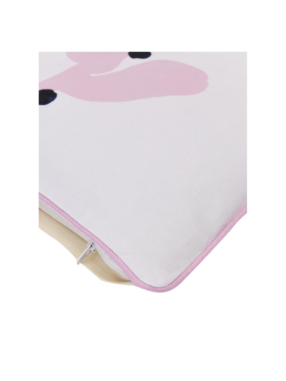 Funda de cojín de algodón ecológico Careen, 100% algodón ecológico con certificado GOTS, Blanco, rosa, An 45 x L 45 cm