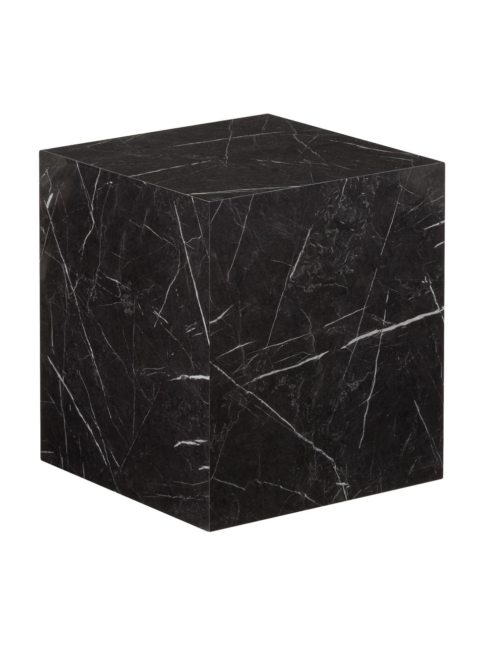 Stolik pomocniczy o wyglądzie marmuru Lesley, Płyta pilśniowa średniej gęstości (MDF) pokryta folią melaminową, Czarny, imitacja marmuru, S 45 x W 50 cm