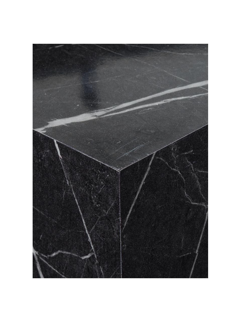 Table d'appoint aspect marbre Lesley, MDF, enduit feuille mélaminée, Noir, aspect marbre, haute brillance, larg. 45 x haut. 50 cm