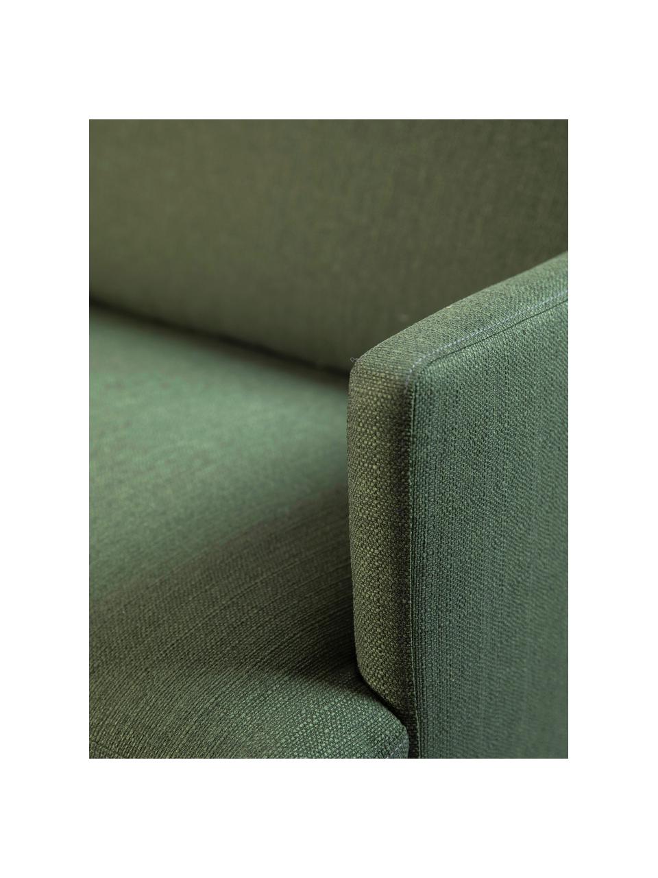 Sofa Fluente (3-Sitzer) mit Metall-Füßen, Bezug: 100% Polyester Der hochwe, Gestell: Massives Kiefernholz, FSC, Füße: Metall, pulverbeschichtet, Webstoff Dunkelgrün, B 196 x T 85 cm