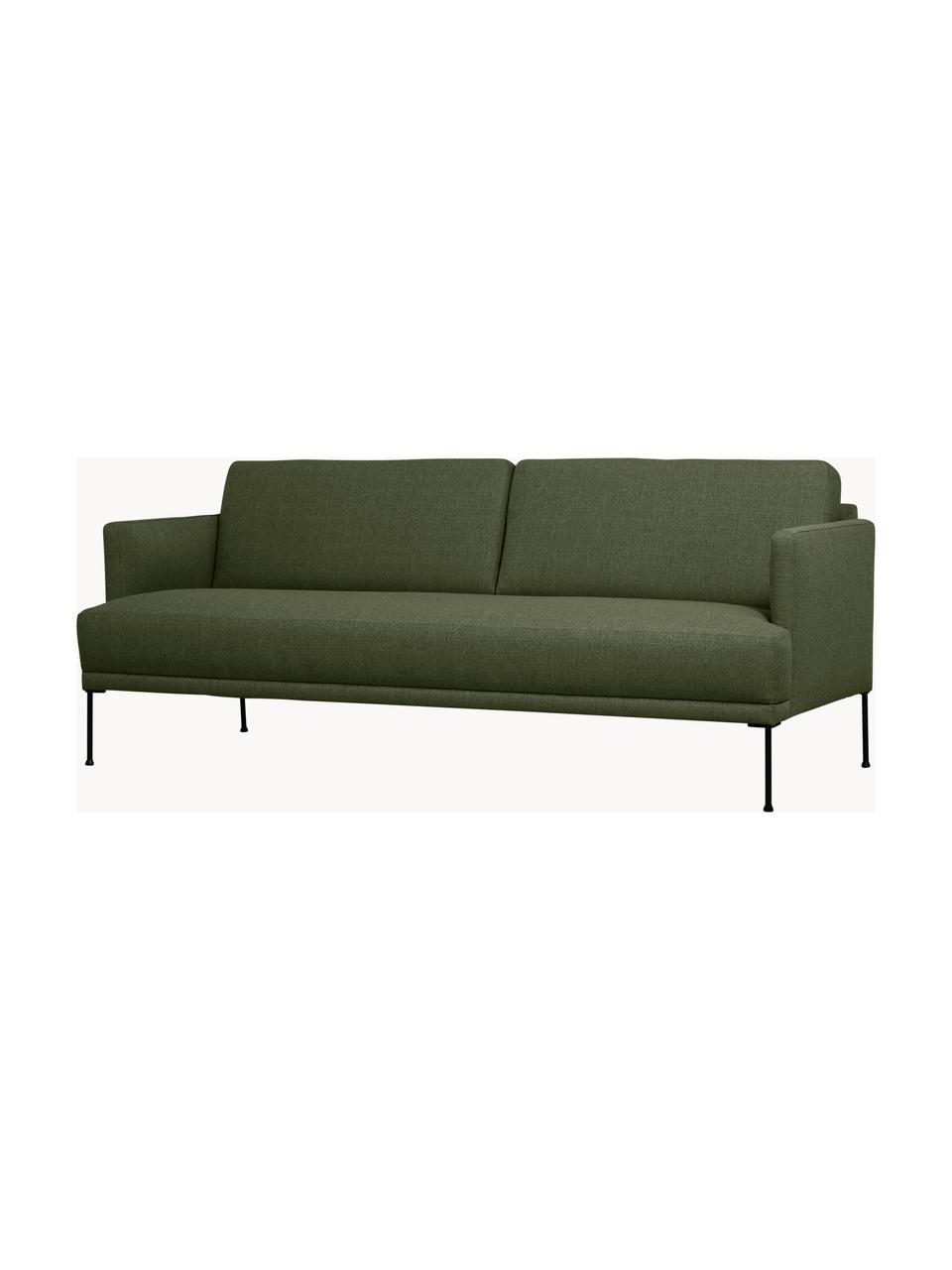 Sofa Fluente (3-Sitzer) mit Metall-Füssen, Bezug: 100% Polyester Der hochwe, Gestell: Massives Kiefernholz, FSC, Webstoff Dunkelgrün, B 196 x T 85 cm