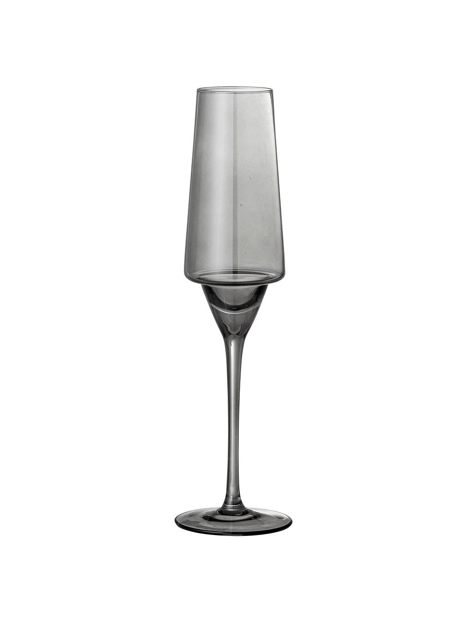Champagneglazen Yvette in grijs, 4 stuks, Glas, Grijs, Ø 6 x H 27 cm, 250 ml