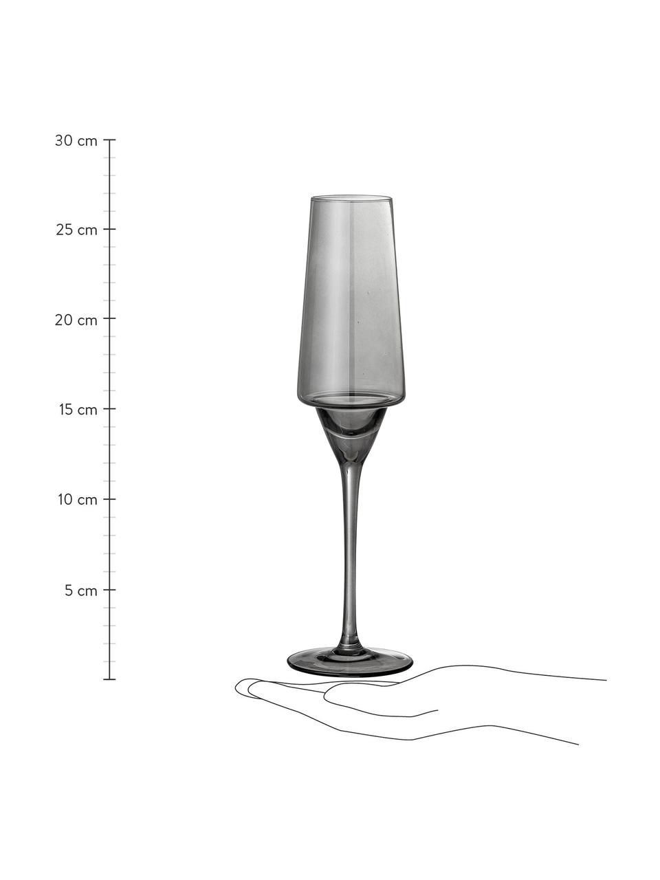 Champagneglazen Yvette in grijs, 4 stuks, Glas, Grijs, Ø 6 x H 27 cm, 250 ml