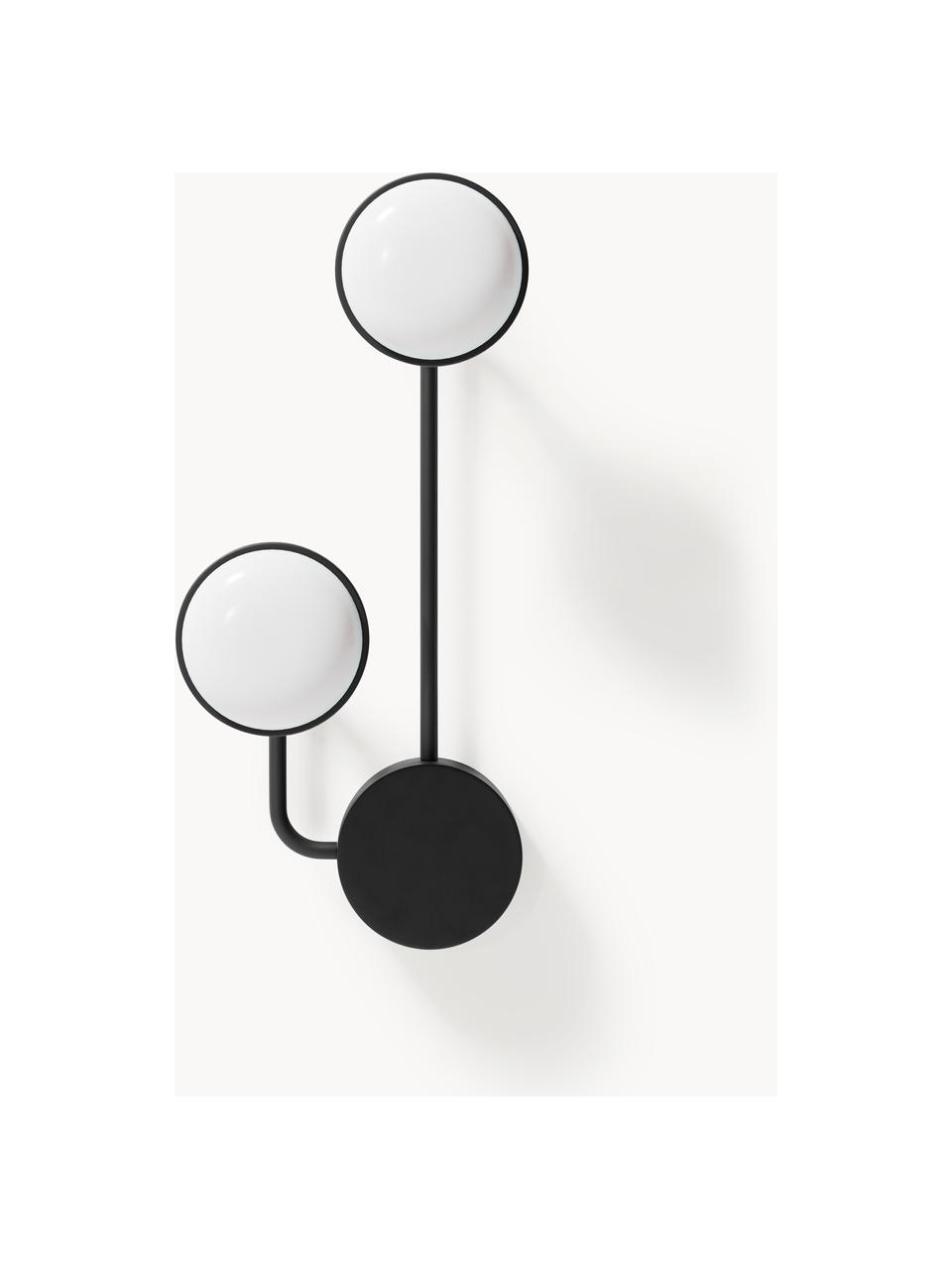 Aplique LED James, Pantalla: vidrio opalino, Estructura: metal, Negro mate, An 22 x Al 50 cm