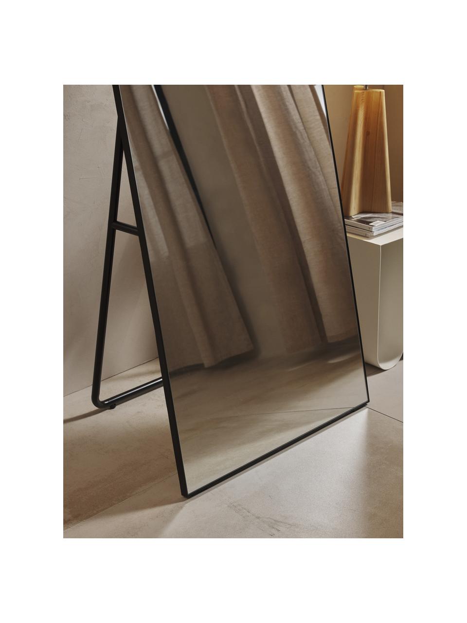 Specchio a figura intera Freddy, Cornice: metallo, Retro: pannello di fibra a media, Nero opaco, Larg. 60 x Alt. 167 cm