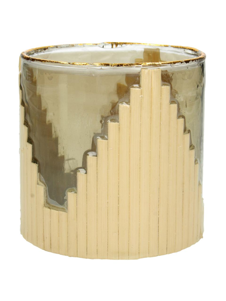 Teelichthalter Bixbite, Glas, Beigetöne, Goldfarben, Ø 10 x H 11 cm