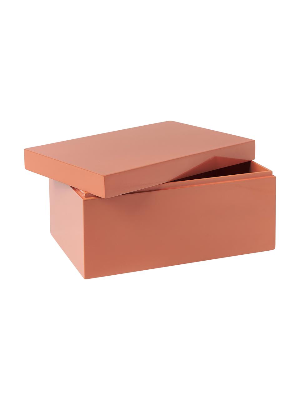 Opbergdozen set Kylie, 2-delig, Vezelplaat met gemiddelde dichtheid (MDF), Oranje, blauw, Set met verschillende formaten