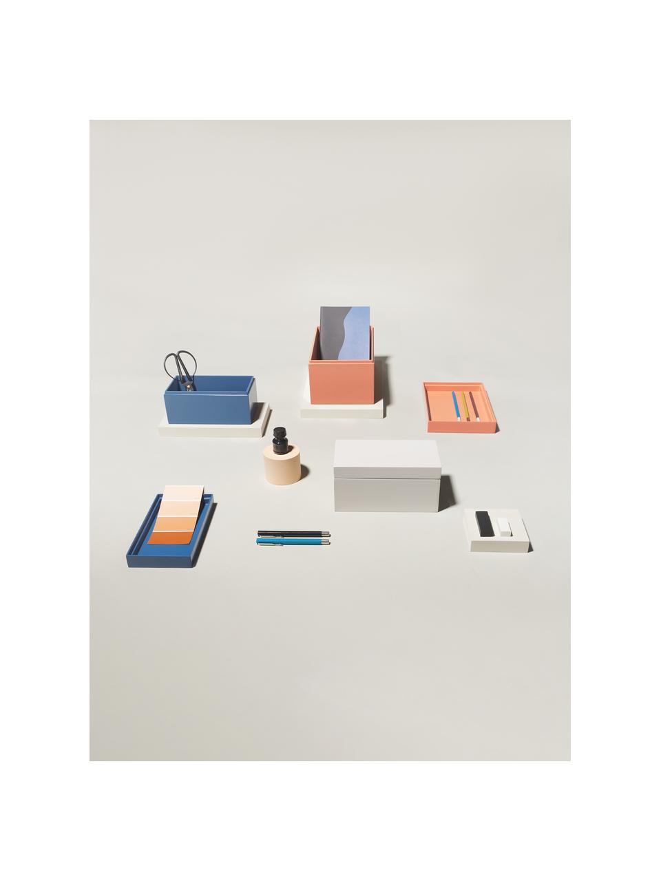 Opbergdozen set Kylie, 2-delig, Vezelplaat met gemiddelde dichtheid (MDF), Oranje, blauw, Set met verschillende formaten