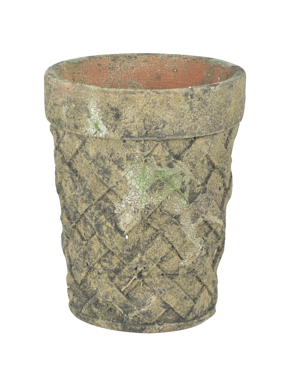 Petit cache-pot vintage Patina, 3 élém., Terre cuite, Vert, beige, Lot de différentes tailles