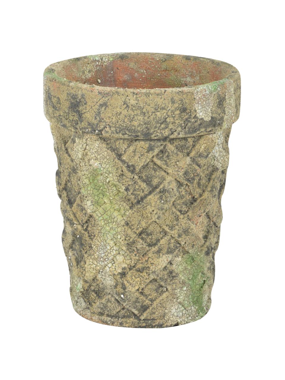 Petit cache-pot vintage Patina, 3 élém., Terre cuite, Vert, beige, Lot de différentes tailles