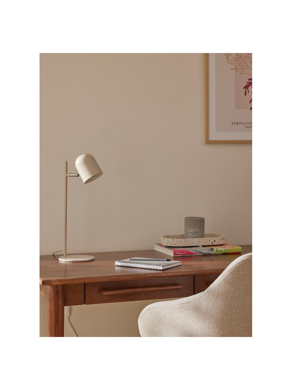Lámpara de mesa de metal Almo, Pantalla: metal con pintura en polv, Estructura: metal con pintura en polv, Cable: plástico, Beige claro, Ø 17 x Al 44 cm