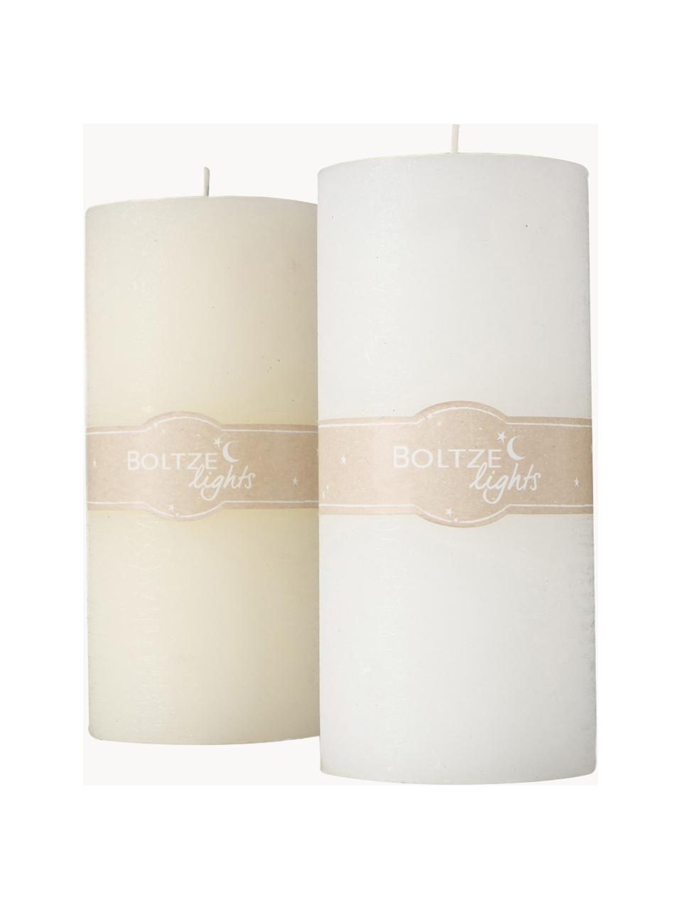 Bougies piliers de cire Basic, 2 élém., haut. 20 cm, Cire, Blanc, blanc crème, Ø 9 x haut. 20 cm