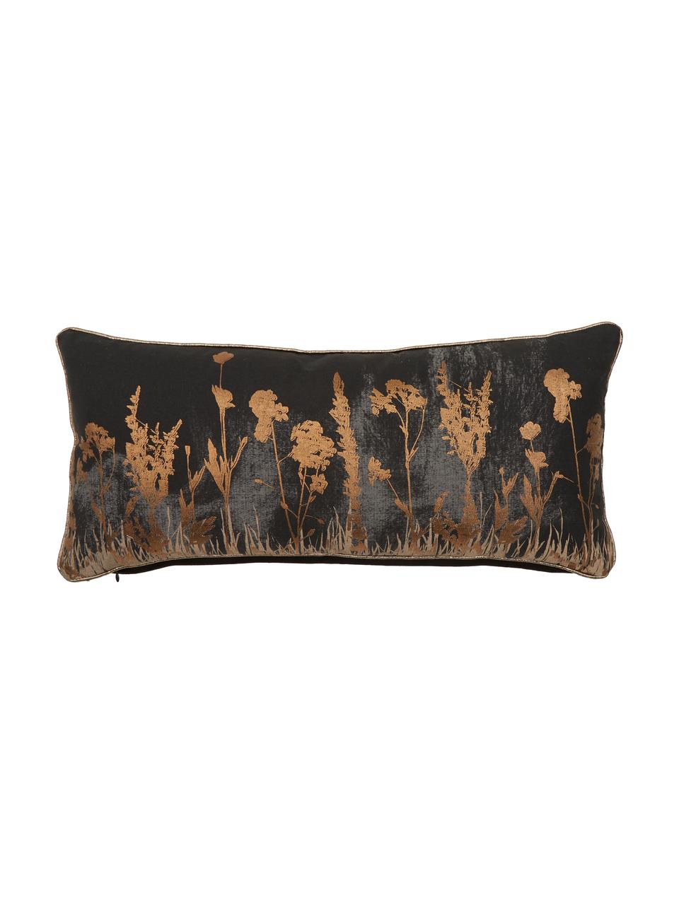 Poduszka z wypełnieniem Wild Floral, Tapicerka: 100% bawełna, Czarny, antracytowy, odcienie miedzi, S 30 x D 65 cm