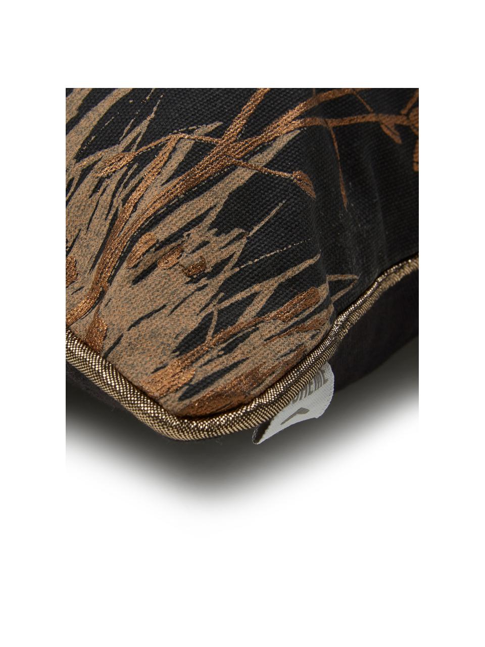 Coussin rectangulaire Wild Floral, Noir, anthracite, couleur cuivre