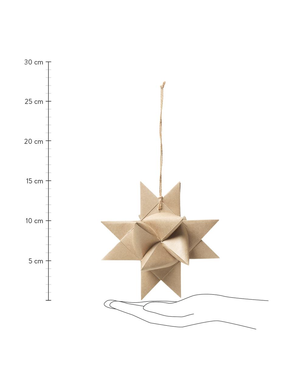Décoration de sapin de Noël Star, 3 pièces, Papier, Beige, Ø 15 cm