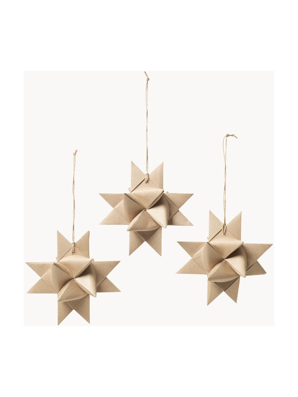 Ciondolo decorativo beige Star 3 pz, Beige, Ø 15 cm