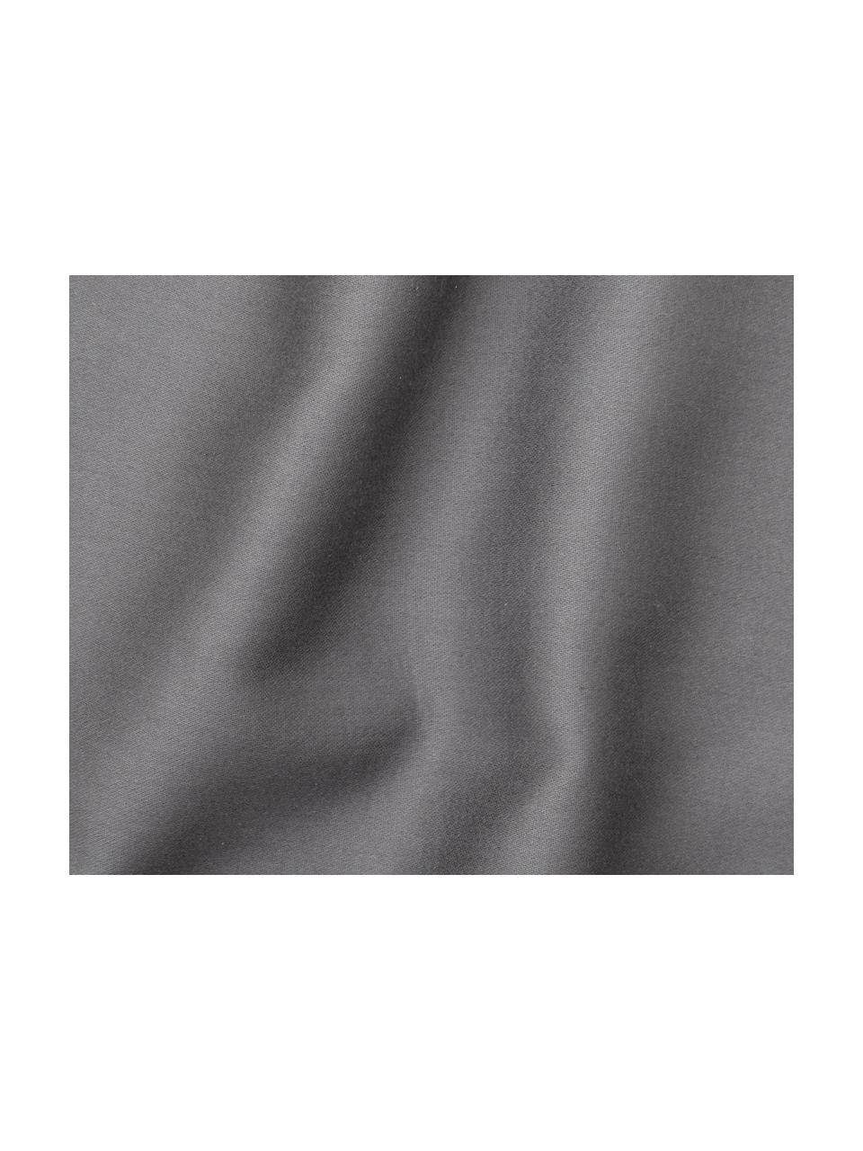 Pościel z satyny bawełnianej Lydia, Ciemny szary, 155 x 220 cm + 1 poduszka 80 x 80 cm