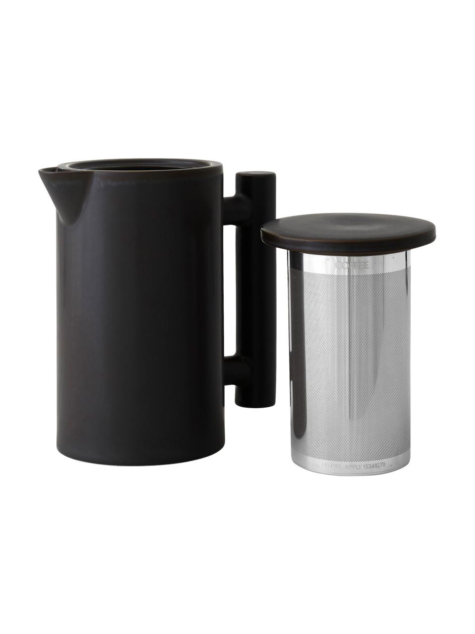 Theepot Yana van keramiek, 1 L, Keramiek, Zwart, Ø 11 x H 19 cm, 1 L