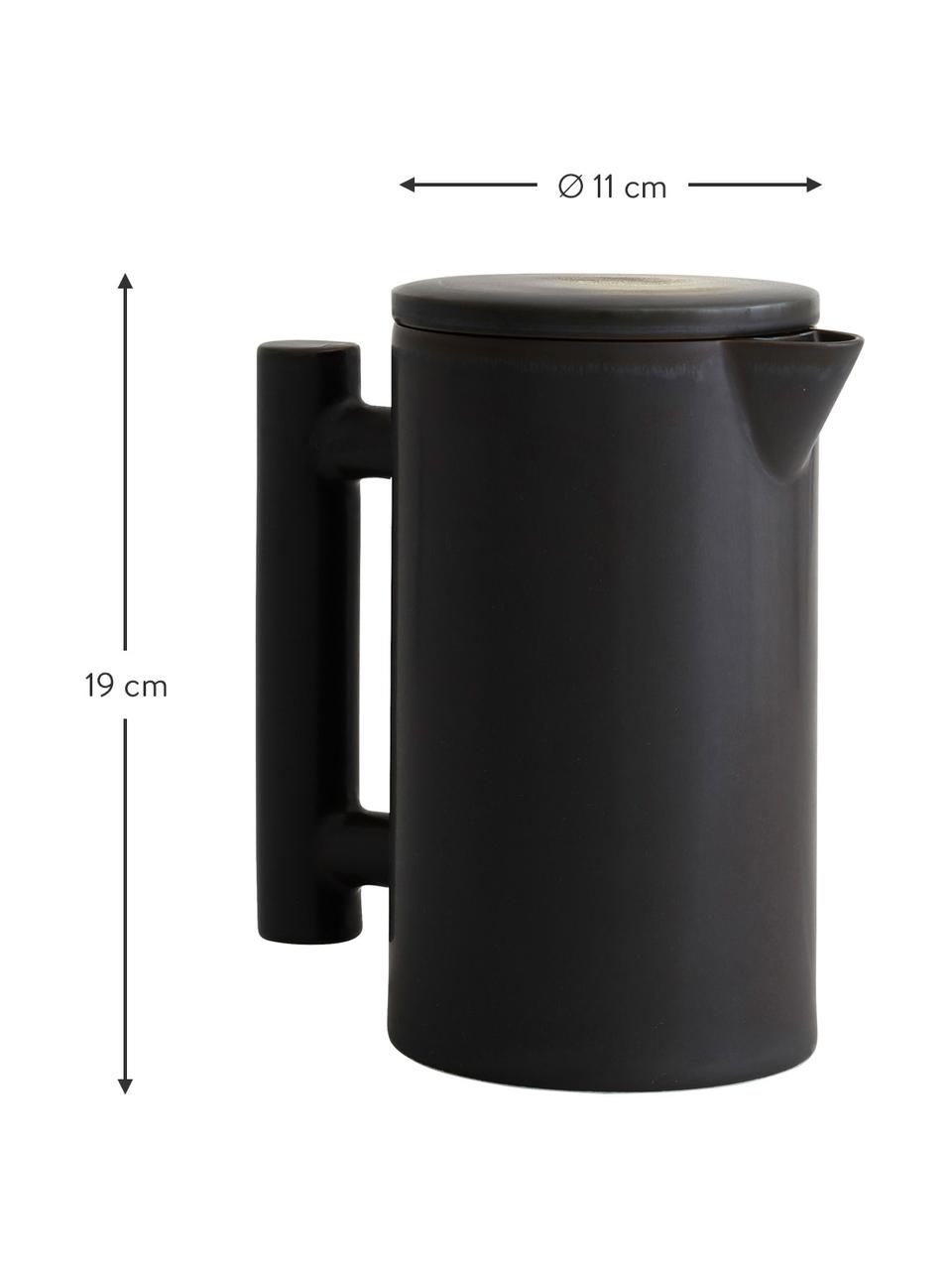 Czajnik z ceramiki Yana, 1 l, Ceramika, Czarny, Ø 11 x W 19 cm, 1 l