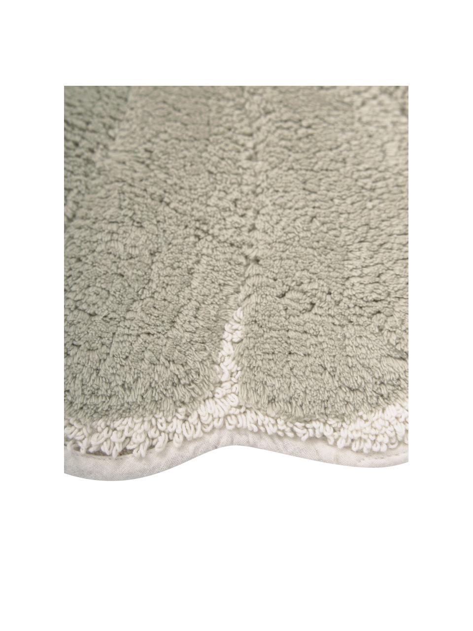 Alfombrilla de baño de algodón ecológico Soft, 100% algodón con certificado BCI, Verde claro, blanco, An 70 x L 80 cm